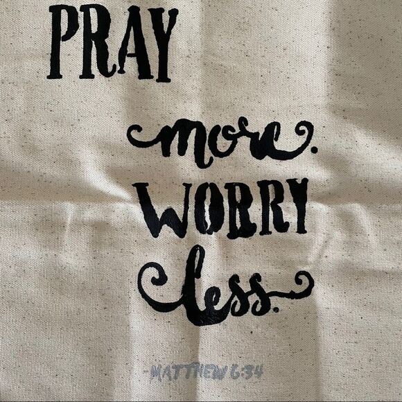Pray More Worry Less Canvas Accent Pillow Cover - Picture 3 of 7